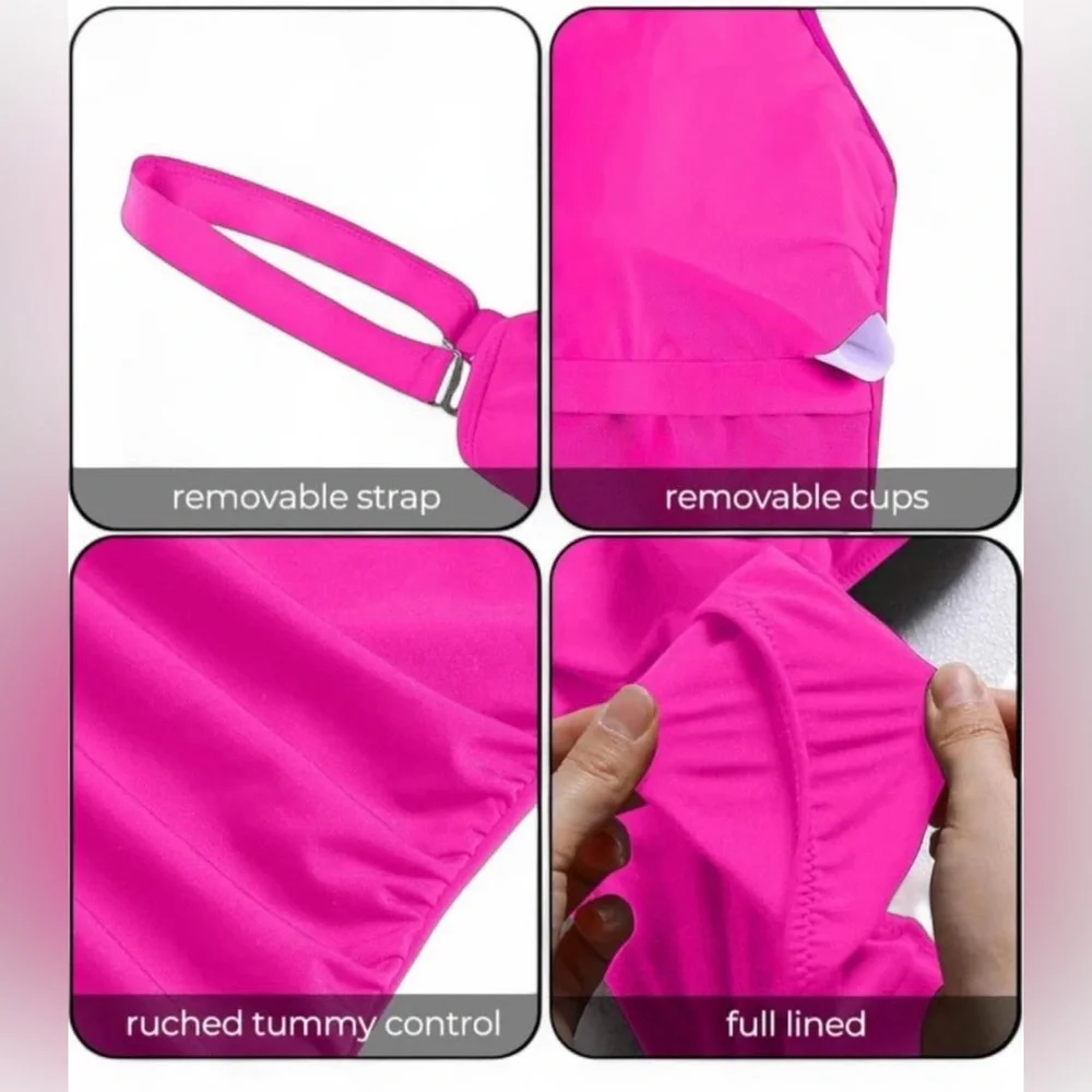 Aqua Eve Swimsuit Sz 22W Adjustable/Removable Strap Ruching Tommy Control - Picture 5 of 8